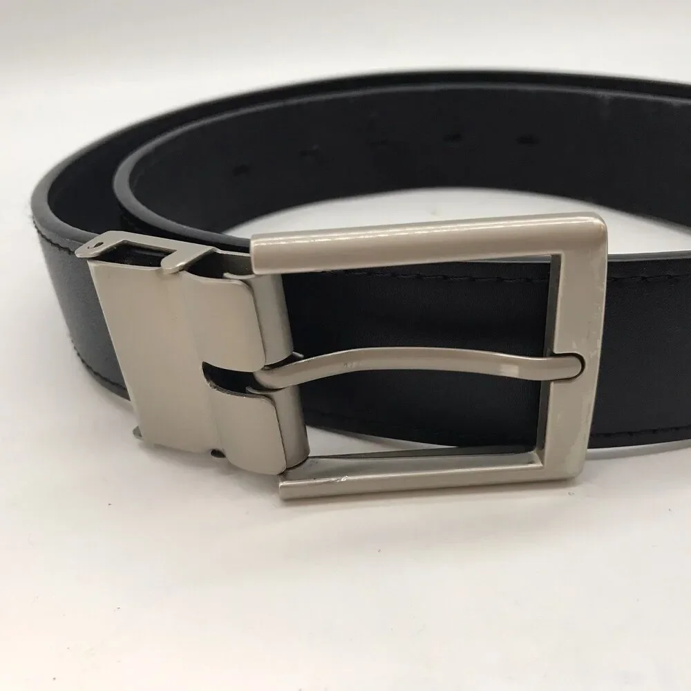 OOBE Black Leather Belt Women's size M 1 1/4” wide 38” long Overall Missing Loop